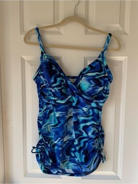 Coco Reef Tankini Swimsuit Top - 36C - Blue Green White